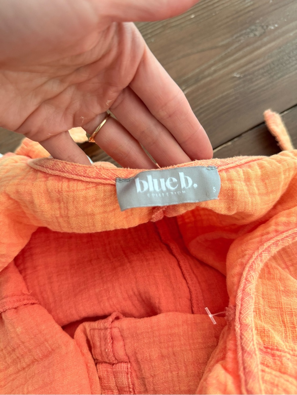 Women's Peach Button-Front Gauze Jumpsuit - Picture 2 of 4